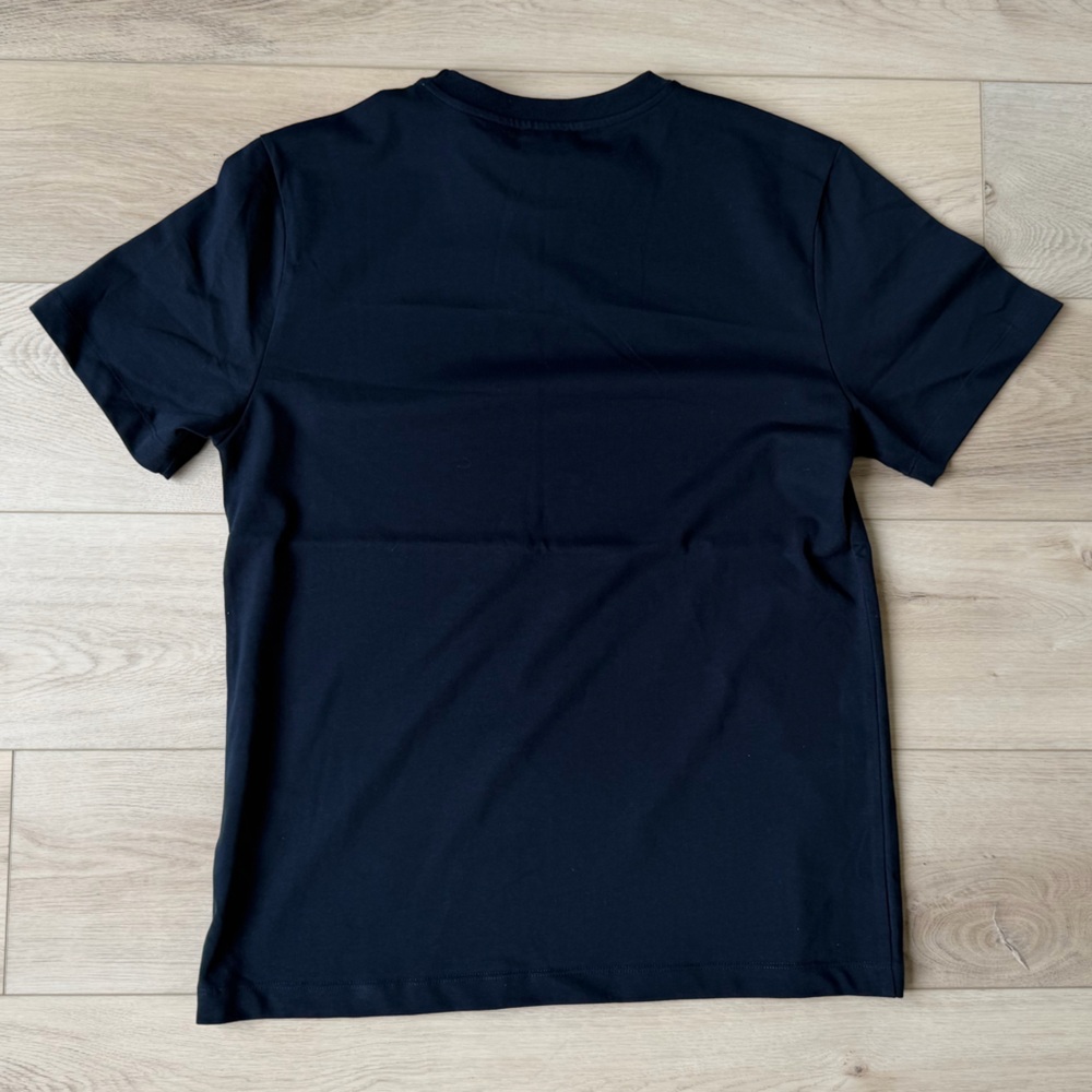 Moncler Men's Navy Blue Flocked Logo T-Shirt — Luxury Designer Tee - Picture 5 of 5